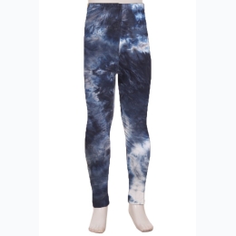 Girl's Buttery Soft Navy Tie-Dye Print Leggings