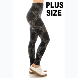 Women's Plus Multi Print High Waisted Leggings - One Size Fits Most - Size 1X -2X