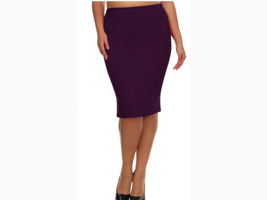 Plus Size Solid Knee Length Waisted Pencil Skirt - 3 Color Options