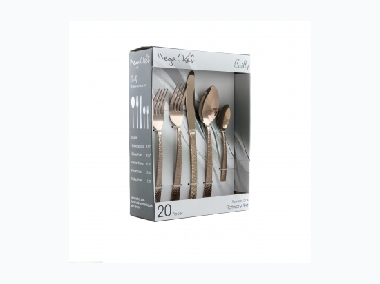 MegaChef Baily 20 Piece Flatware Utensil Set, Stainless Steel Silverware Metal Service for 4 in Rose Gold