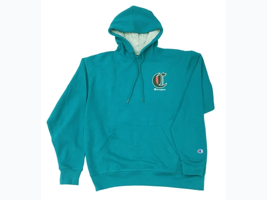 Men's Champion Hoodie With Large Back Logo - In Deep Teal