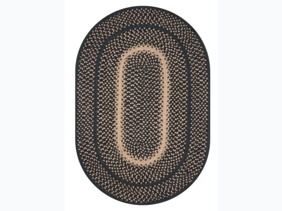 HomeSpice Decor - Manchester Black Jute Braided Oval Rug - 27" X 45"