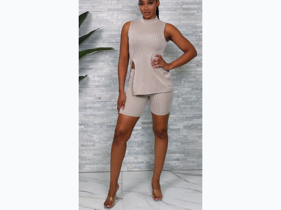 Women's Ribbed Short Set - 3 Color Options