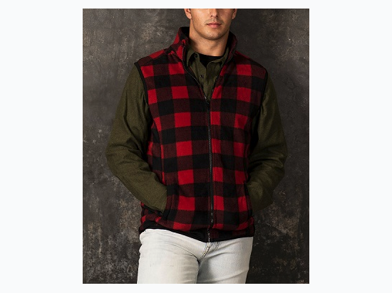 Big & Tall Men's Polar Fleece Full - Zip Vest In Buffalo Plaid