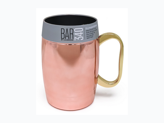 Copper Exterior, Stainless Steel Interior 20oz Insulated Beer Mug