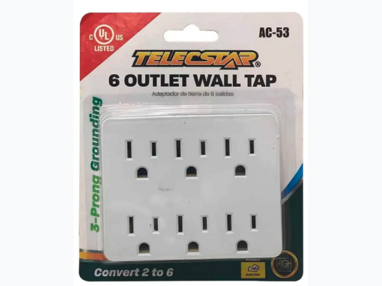 6 Outlet Wall Tap UL listed