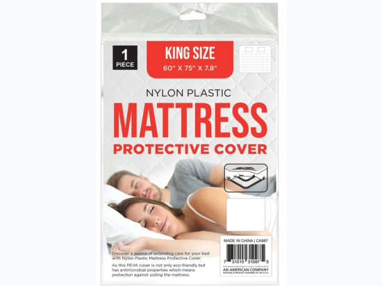 King Size Nylon Plastic Mattress Cover Protective 60" x 75" x 7.8"