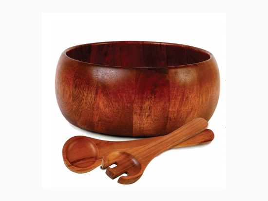 Gibson Home Laroda 3-Piece Salad Bowl Set, Brown Wood