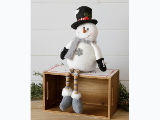 Snowman With Top Hat Shelf Sitter