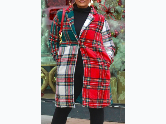 Women's Long Body Checkered Coat