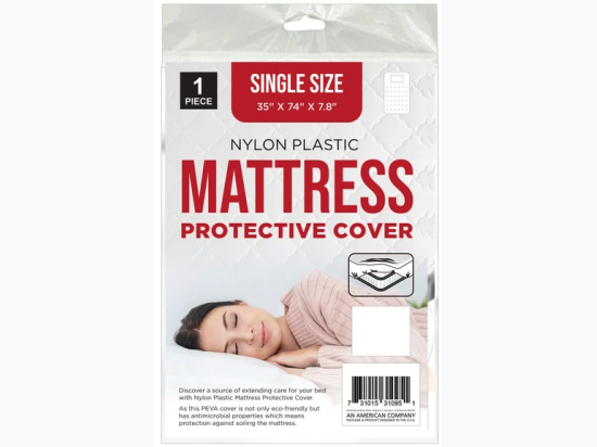 Single Size Twin Mattress Nylon Plastic Protective Cover 35" x 74" x 7.8"