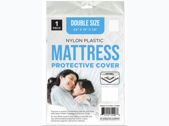 Double Size Mattress Nylon Plastic Protective Cover 54" x 75" x 7.8"