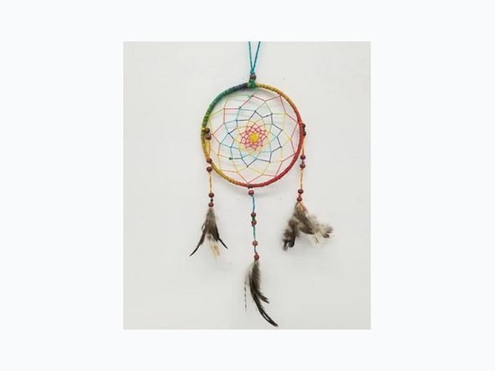 Multi Colored Dreamcatcher With Feathers - 5"