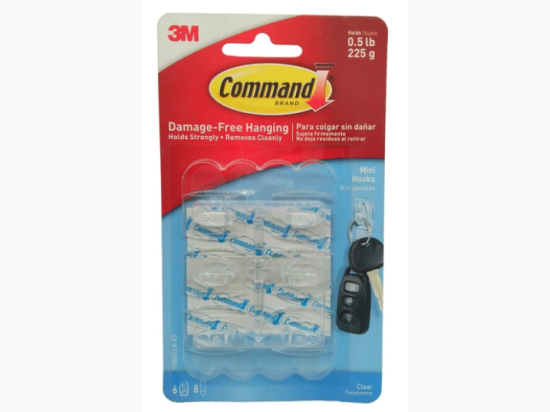 3M Command Hook 6 Pack Clear .5 lb