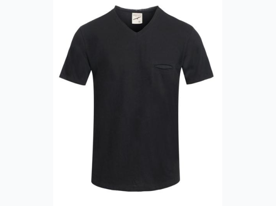 Men's  Hawsk's Bay Raw Edge Slub V-Neck T in Black