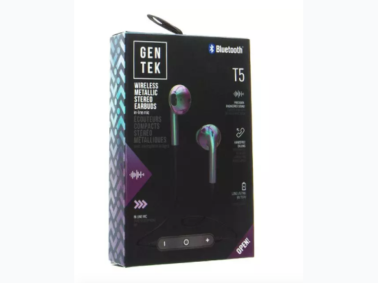 Gen Tek T5 Bluetooth Metallic Earbuds - Iridescent