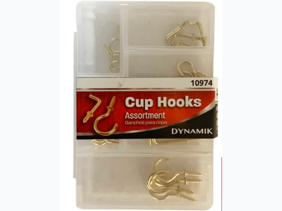 Mini Cup & Screw Hook Assortment 26Pc