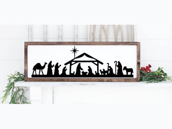 Nativity Scene Wood Sign