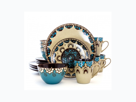 Elama Clay Heart 16 Piece Luxurious Stoneware Dinnerware  Set