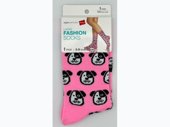 Women's Hanes Fahion Socks - Puppy in Pink