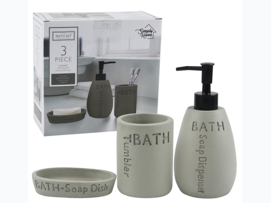 3pc Simply Home Cement Bathroom Set- Gray