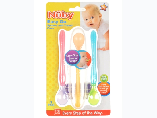 Nuby Easy Go 3-Pack Spoons with Travel Case