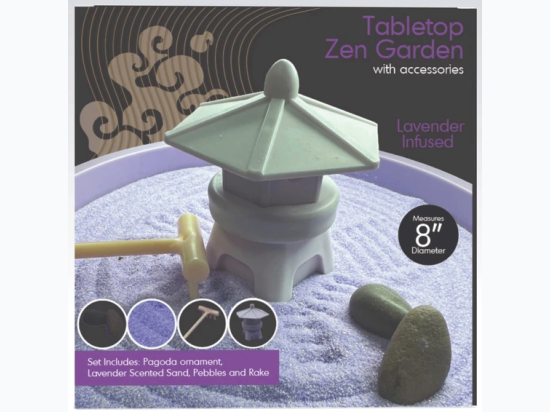 Lavender Infused Tabletop Zen Garden with Accessories