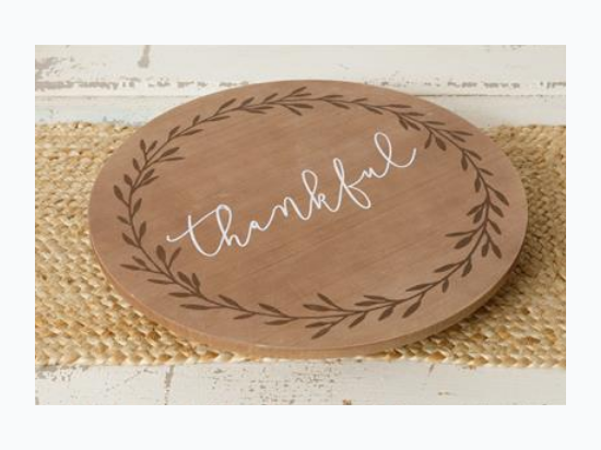 Wooden Lazy Susan - Thankful