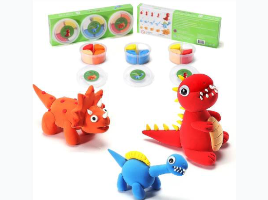 Kids 3 Cup Set Air Dry Modeling Craft Kit - Dino Theme