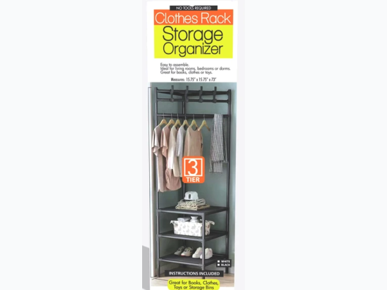 3-Tier Corner Clothing Shoes Storage Organizer - Colors may vary