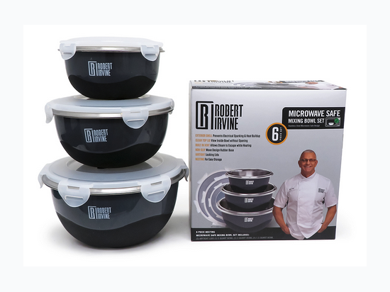 Robert Irvine - Microwave Safe 6-Pc. Mixing Bowl Set