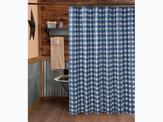 Virah Bella® Collection 13Pc. "Lincoln Plaid Blue" Shower Curtain Set