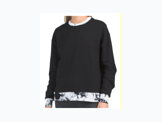 Women's Tie Dye Trim Crew Neck Sweatshirt - 4 Color Options