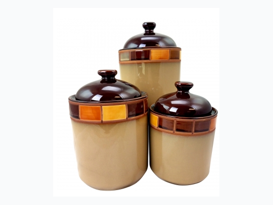 Casa Estebana 3 Piece Stoneware Storage Canister Container Jar Set