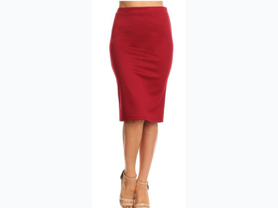 Women's Solid High Waisted Pencil Skirt - 2 Color Options