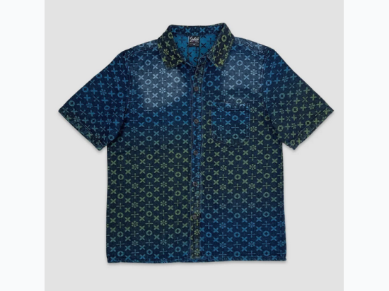 Men's Pattern Gradient Denim Shirt in Indigo - SIZE 3XL