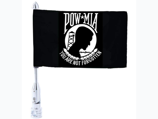 Diamond Plate™ Motorcycle Flagpole Mount and POW/MIA Flag