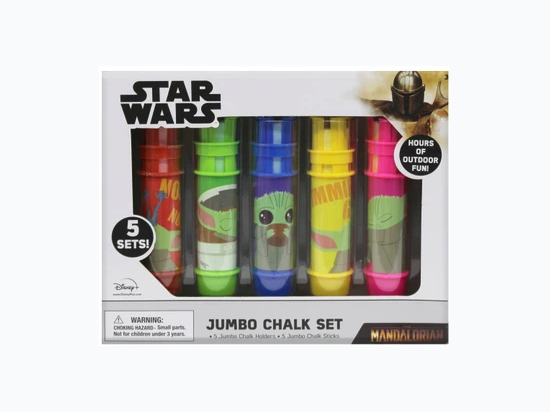 Star Wars Mandalorian Baby Yoda 5 Piece Jumbo Chalk Sticks with Holders