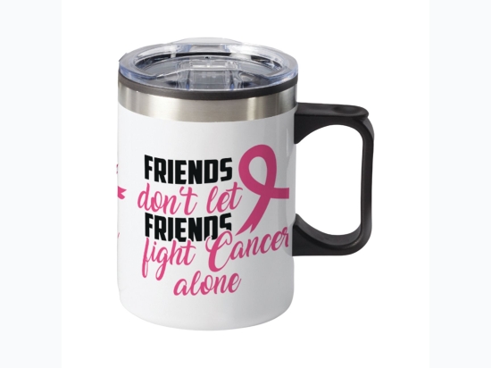 14 oz Stainless Steel Travel Mug - Friends Don't Let Friends Fight Cancer Alone