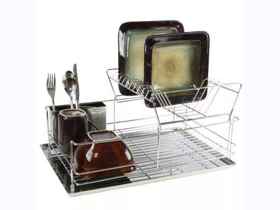 MegaChef Stainless Iron Shelf Dish Rack - 15.5 Inch