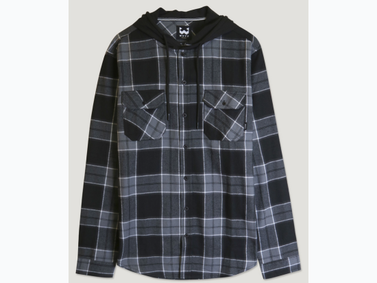 Men's Double Pocket Plaid Hooded Flannel Shirt - 2 Color Options