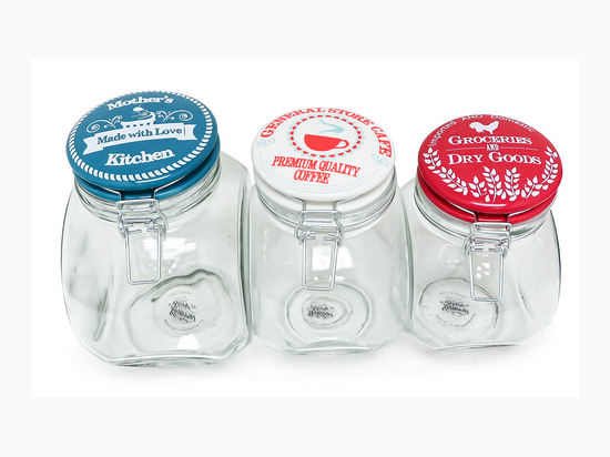 3 PIECE GLASS JAR SET