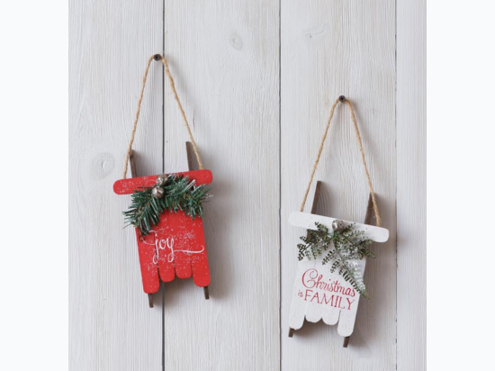 Sleds - Joy, Christmas is Family - Set of 2