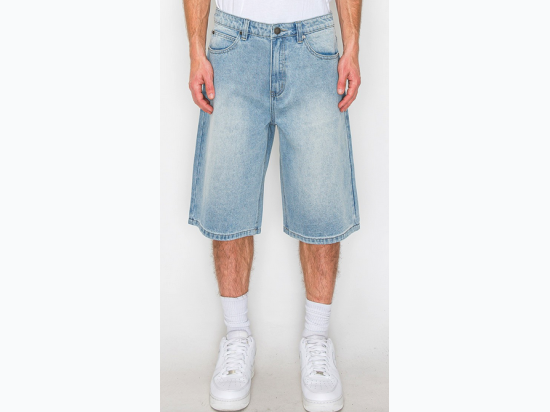 Men's Baggy Fit Denim Shorts in Light Wash