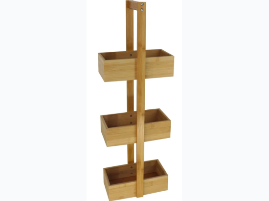 30" Tall Three-Level Bamboo Wood Organizing Shelf