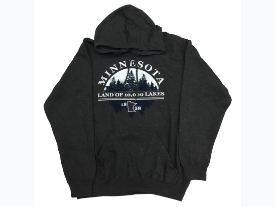 Unisex Classic Logo Hoodie in Charcoal - Minnesota - 1858 - Size Large