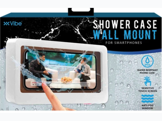 VIBE Water Resistant Shower Case Smartphone Wall Mount in White