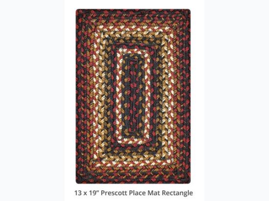 HomeSpice Decor - Prescott Black - Burgundy Jute Braided 13"X 19" Retangular Placemat