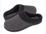 Men's Woolen Fabric Memory Foam Slippers In Grey - SIZE S