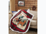 Virah Bella®  - Primitive Quilted Sherpa Throw - Christmas Deer